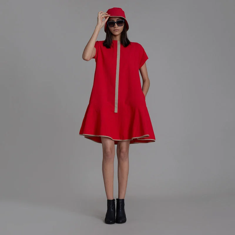 Bold, confident, and stylish women’s clothing Pure Cotton A-Line Dress | Flared Hem | Red Bold, confident, and stylish women’s clothing Pure Cotton A-Line Dress | Flared Hem | Red
