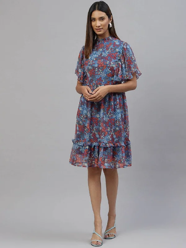 Clothing that’s as bold as you are   Orange Floral Print A-Line Dress