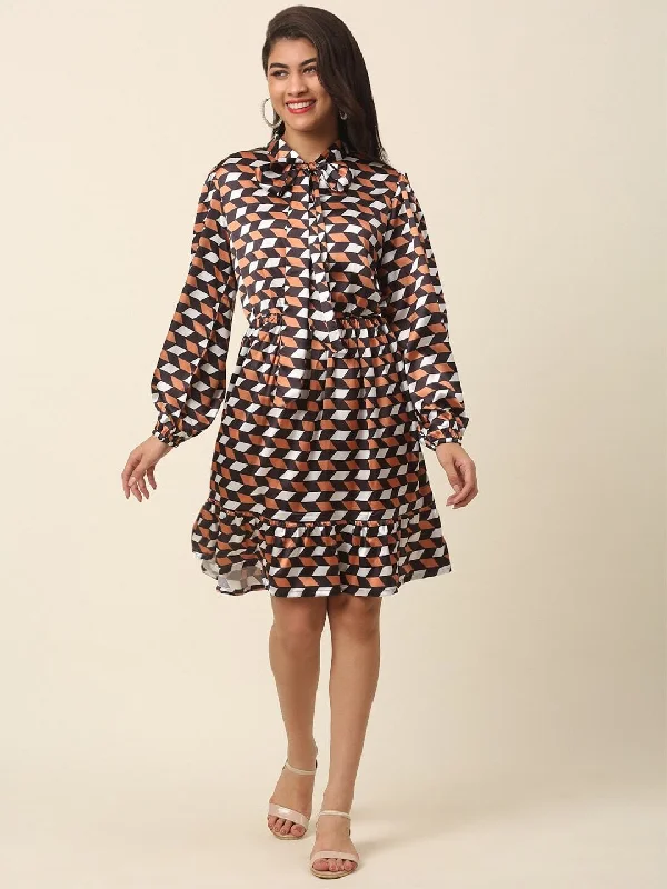 Dress to impress with elegant women’s wear   plusS Checked Puff Sleeve A-Line Dress