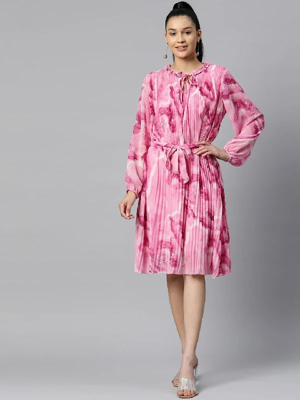 Refresh your wardrobe with stylish women’s outfits plusS Pink Abstract Print Knee Length A-Line Dress Refresh your wardrobe with stylish women’s outfits plusS Pink Abstract Print Knee Length A-Line Dress