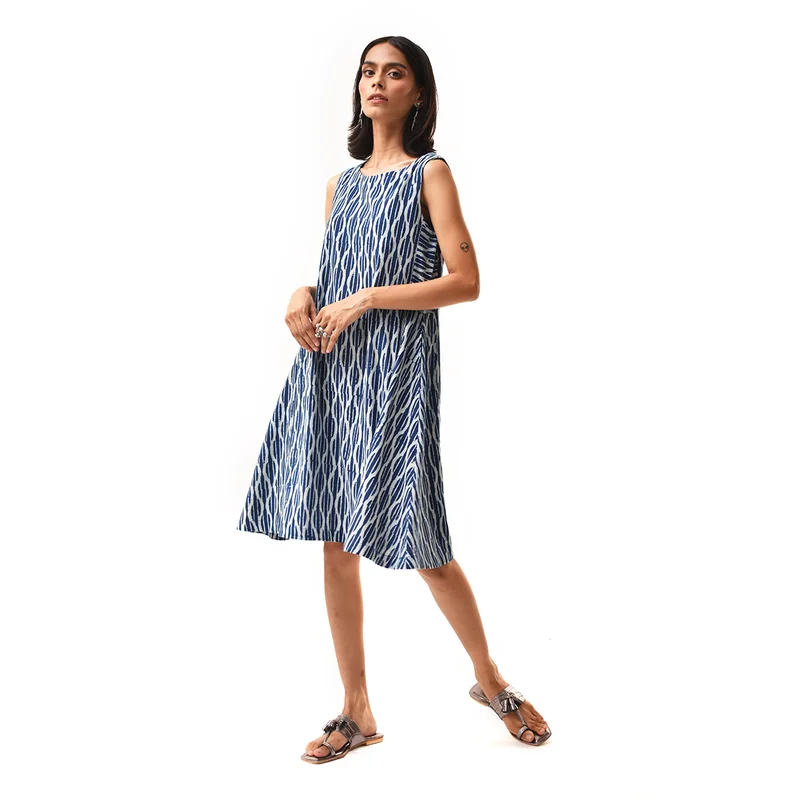 Women’s clothing that fits your personality and style Cotton A-Line Dress for Women | Dabu Printed | Indigo Women’s clothing that fits your personality and style Cotton A-Line Dress for Women | Dabu Printed | Indigo