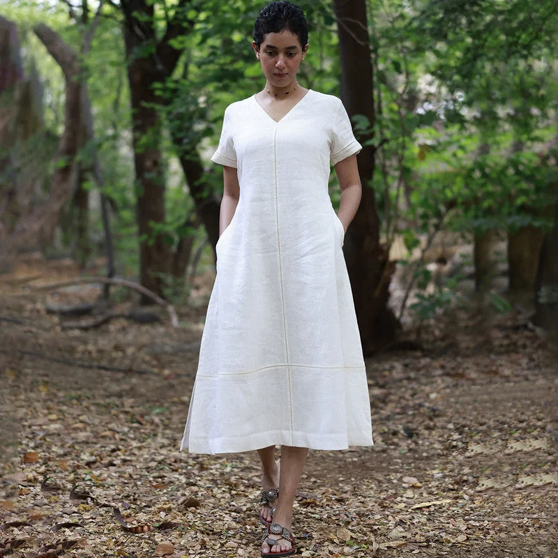 Latest fashion trends for modern women   Linen A-Line Dress | White
