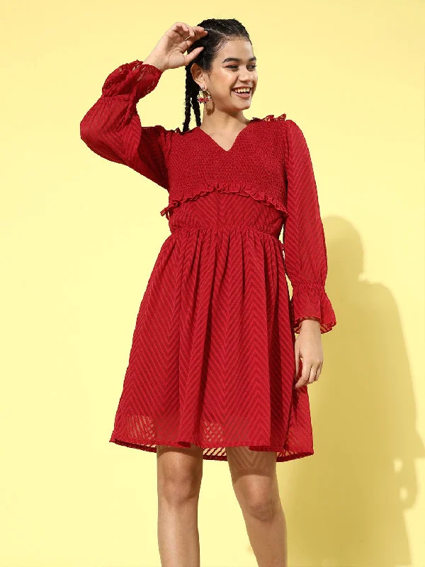Timeless clothing pieces every woman should own   Red Printed A-Line Dress