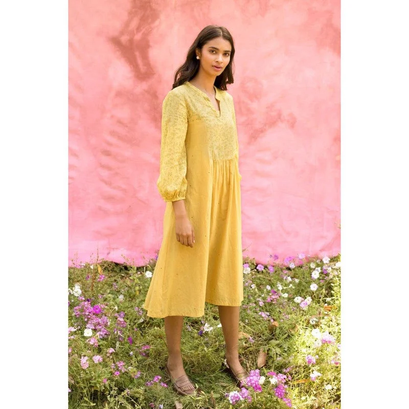Modern fashion pieces designed for all women   Mul Cotton A-Line Dress | Mustard