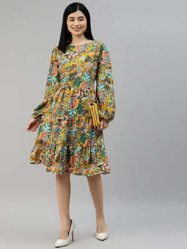 Chic and comfortable clothing for busy women   Teal Floral A-Line Dress