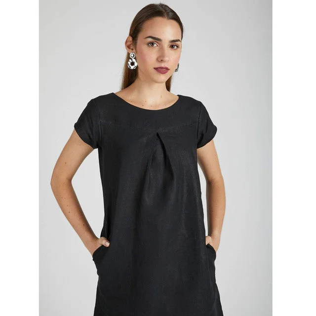 Fashionable women’s clothing that makes you shine   Black 100 % Hemp A Line Dress