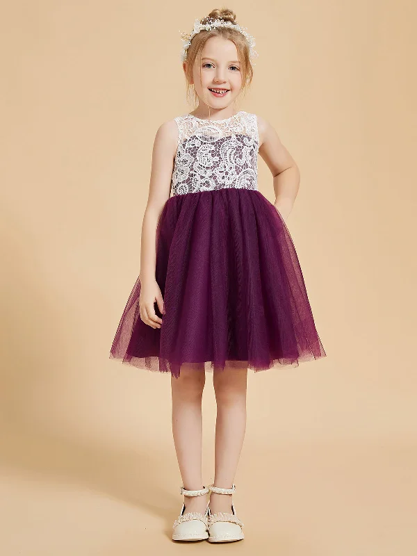 Elegant Sleeveless Lace and Tulle Flower Girl Dresses