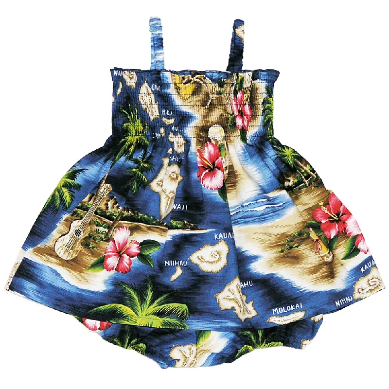 2 Piece Girls Set Smock Top Hawaii Polynesian